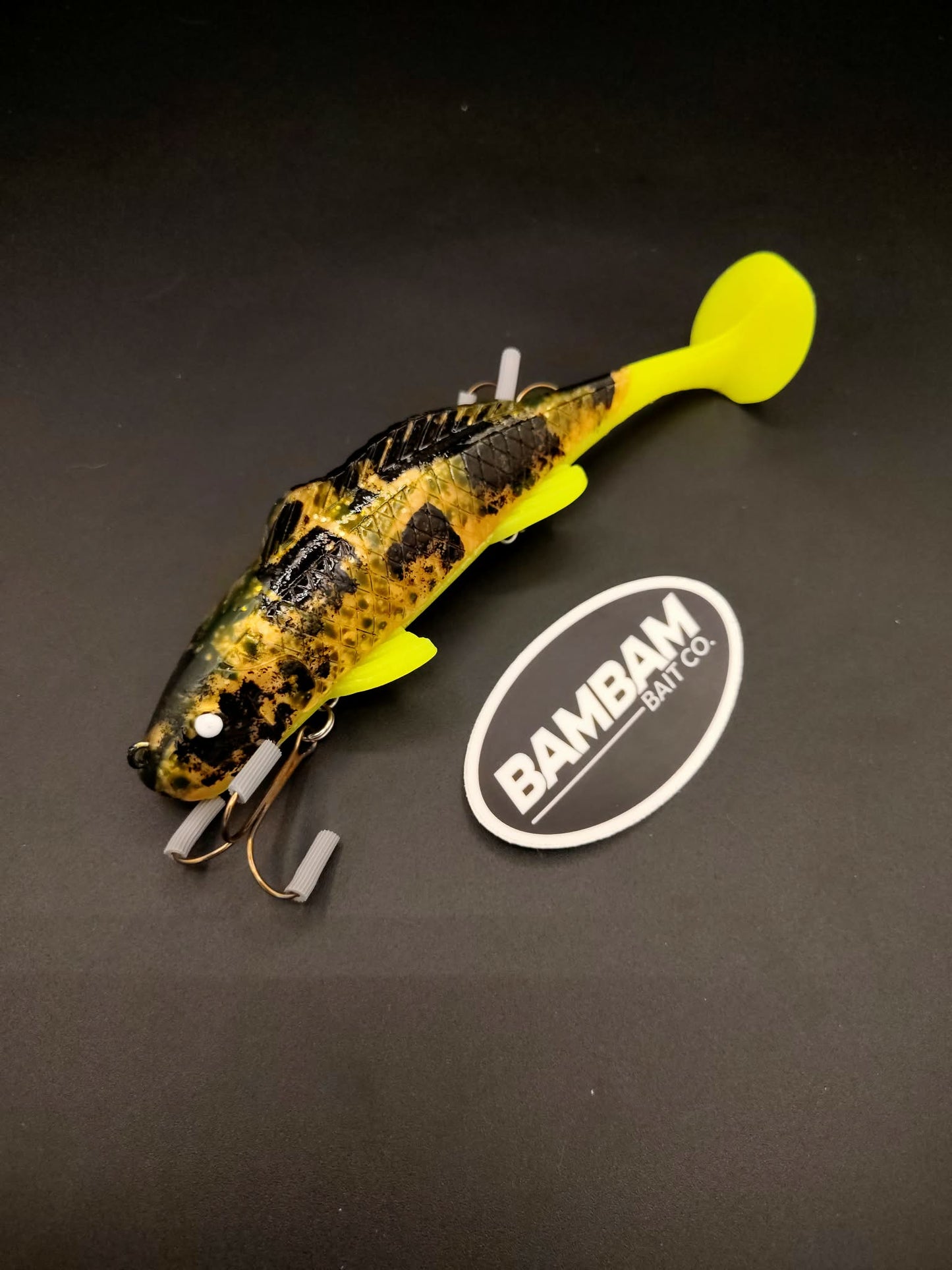 7" Swimfin (Painted Hot Walleye Glow)